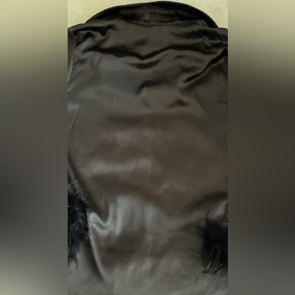 NWT Buddy Love Black Satin Large Pajama Set with Feather Cuffs - Picture 9 of 12